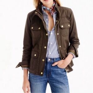 J. Crew Women's Utility Jacket in Dark Brown with Gold Accents